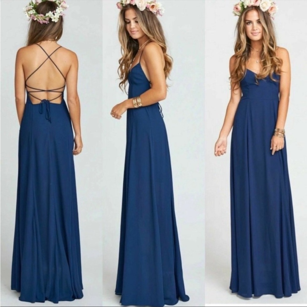 Show Me Your Mumu Rich Navy Crisp Maxi Bridesmaid Dress